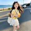 Girls' Summer Two-Piece Shawl Short Sleeve Skirt Set - Korean Style 2023