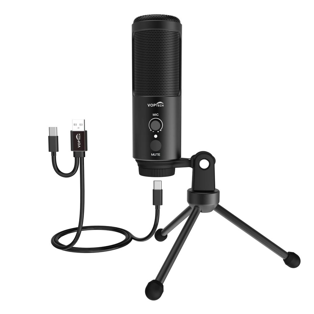 [Compatible with PS4PS5PC] VOPTECH Unidirectional USB Microphone VF10 Condenser Microphone Recording Volume Adjustment Tripod Stand Included YouTube