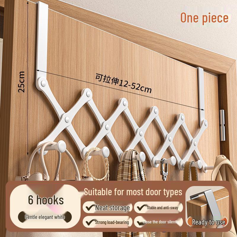 Door-Mounted Foldable Bag & Coat Rack with Stainless Steel Hooks