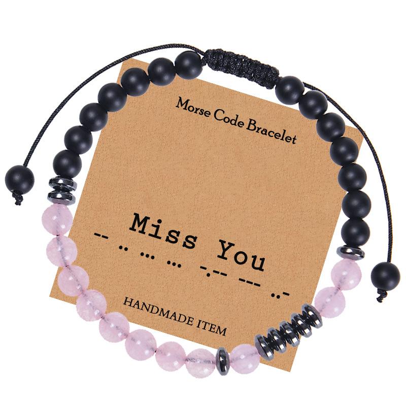 

JYL TS Bracelet Morse Code I Love You Ladies Beaded Romantic Miss You-Morse code французские розовато-лиловый
