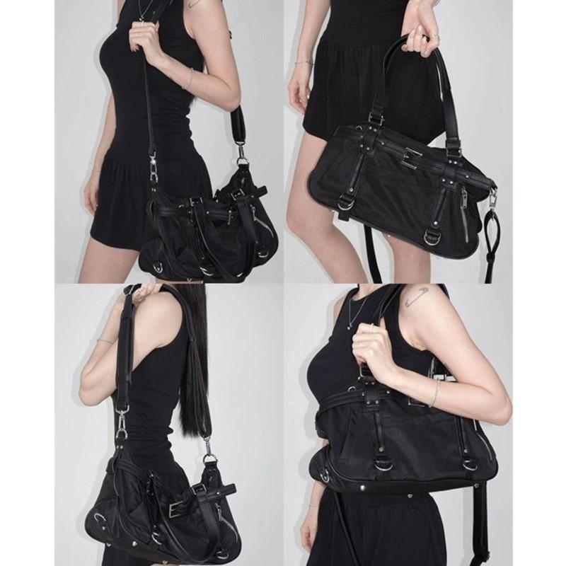 Harajuku Leopard Print Y2k Shoulder Bags Women Girls Nylon Cute Handbag Ladies Vintage Tote Underarm Bag Aesthetic