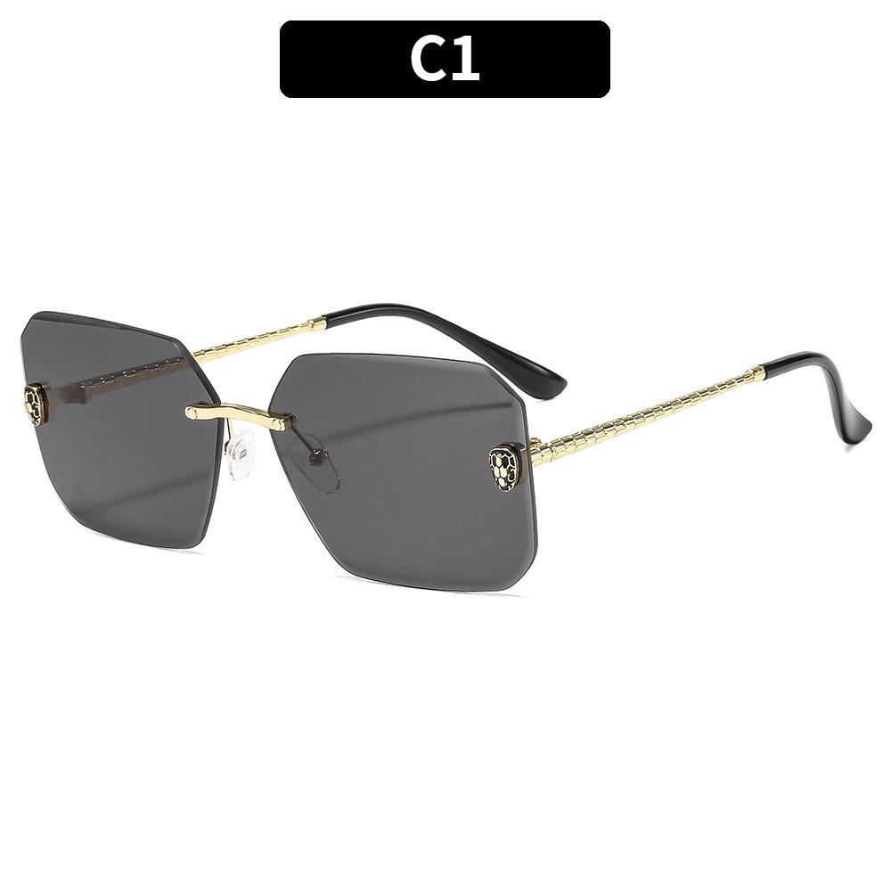 Women's Sunglasses, Men's and Women's Fashion Square Rimless Sunglasses, Large Frame Sunglasses