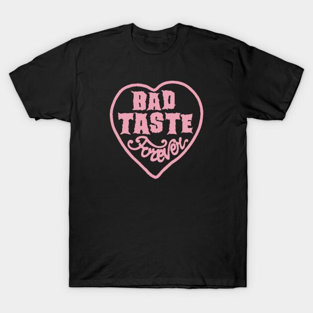 Asian Size Men Black Print T-shirt Bad Taste Forever Pink Logo By Bad Taste Forever No-Cut Print Cotton Tshirt S чёрный