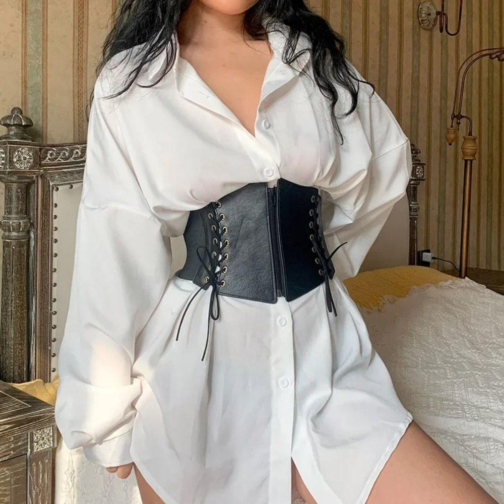 High Waist Zipper Cummerbunds PU Leather Wide Waist Belt Personality Female Waistband  Dress