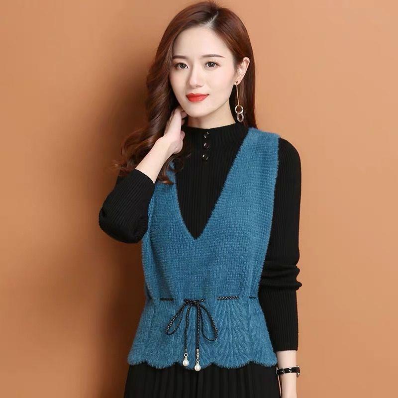V-neck Vest for Spring and Autumn Women Stylish Goddess Knitted Vest