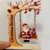 Wooden Christmas Santa Claus Swing Ornament With Moon Framed And Festive Details Perfect For Home Tabletop Xmas Decor