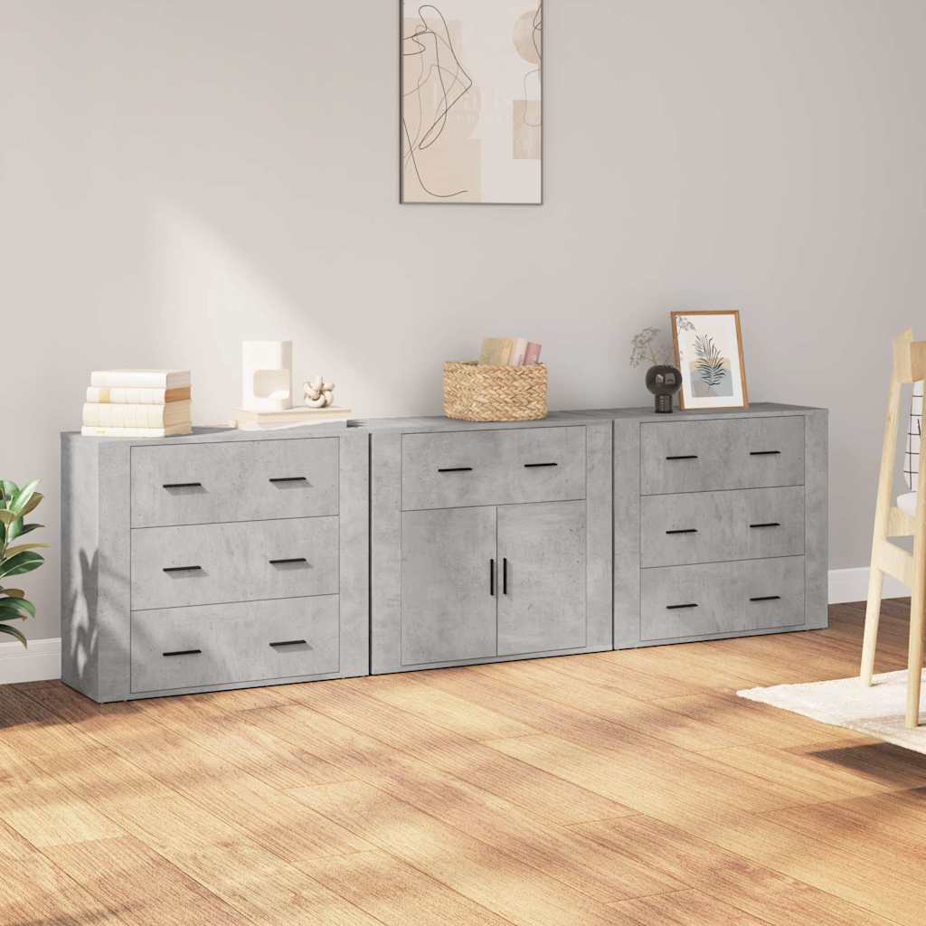 Vidaxl Szafki, 3 Szt., Szarość Betonu, Materiał Drewnopochodny