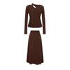 JZ.AnnaCo Gentle Flowing Collar Wool Knit Top & Skirt Set