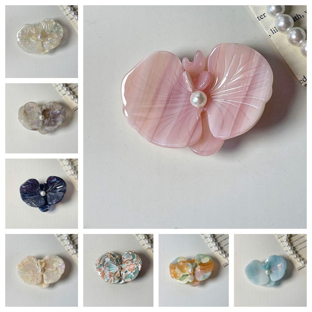 Side Clip Acetic Acid Hairpin Floral Korean Style Flower Duckbill Clip Butterfly Orchid Hair Accessories Fresh Barrettes