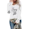 Tshirts For Women Long Sleeve,Round Sleeve Vertical Cross Casual Graphic Shirt,