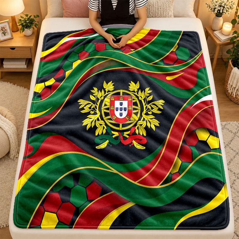 Flannel BlanketPortugal Football Warm Soft Throw Blanket for Indoor Sofa Bed Living Room Use