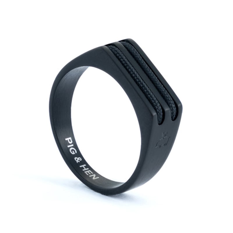 PIG & HEN Signet 7 Rope Ring - Black X Black