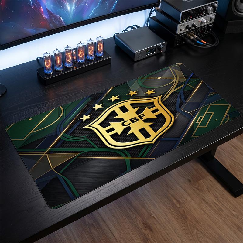 Brazil Football Crest Mouse Pad, Extended Non Slip Rubber Desk Mat for Gaming Office Laptop Fan Gift