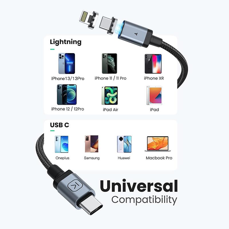 KUULAA Magnetic USB Fast Charging Cable Type C USB iPhone Cable Magnet Charger USB For iPhone 15 14 13 Xiaomi HUAWEI 65W Mobile Phone Wire Cord