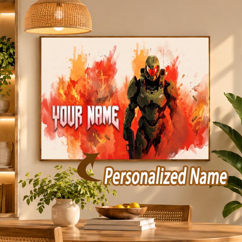 Custom Name DOOM Slayer 5D Diamond Painting Personalized Full Drill Diamond Art Kit Gift