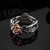 Huajie Elegant Gold Rose Floral Shape Hollow Out Women's Rings Classic Party Banquet Two Tone Ring  Trend