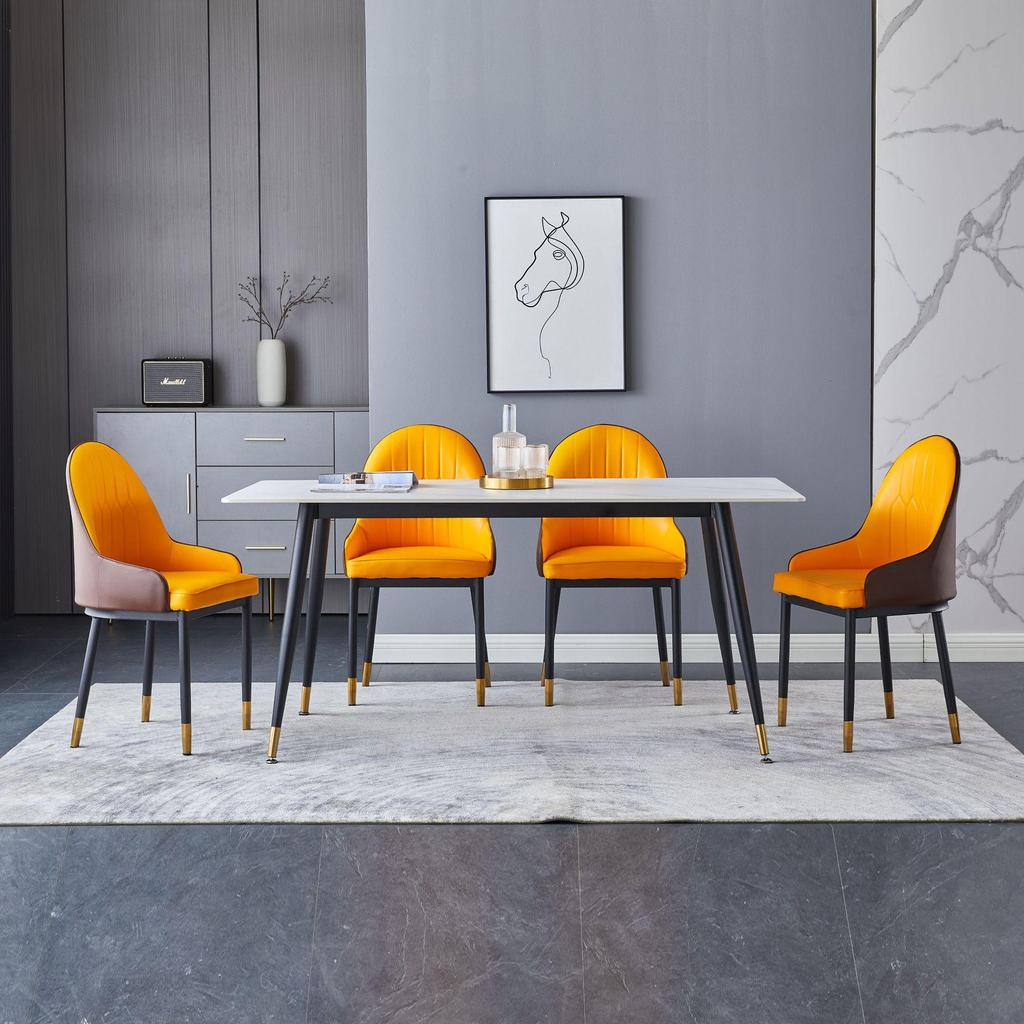Modern Minimalist Italian Rock Slab Dining Table Set for Small Apartments