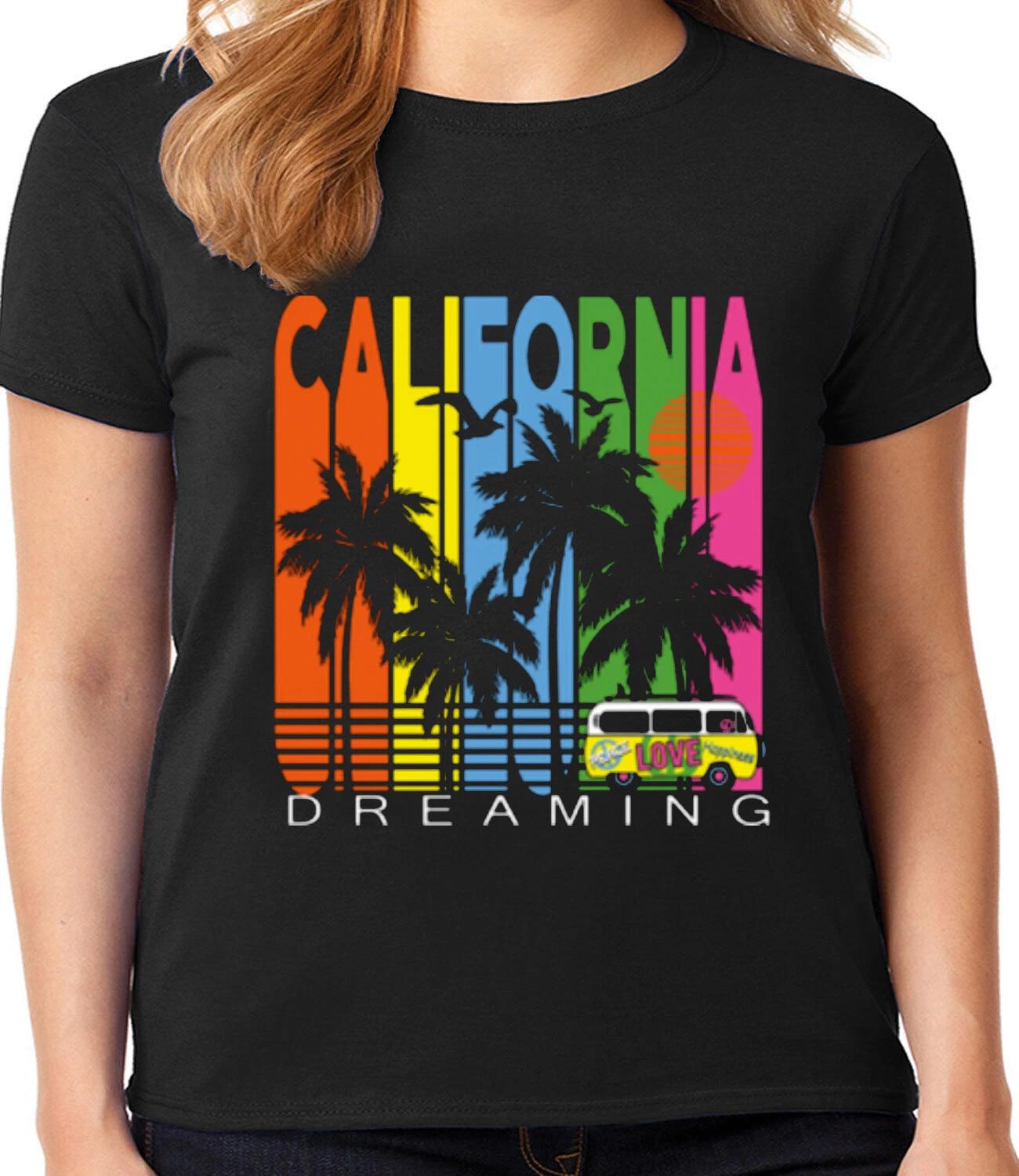 Ladies Graphic Tee Shirt - California Surfing Sunset Los Angeles San Francisco XXL