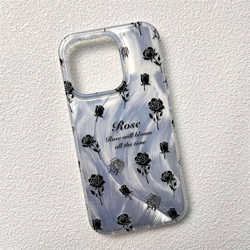 Black Heart  Phone Case for iPhone 17 Air 16 16e 17E 15 14 13 12 11 Pro Max Plus Chiffon Texture Back Cover