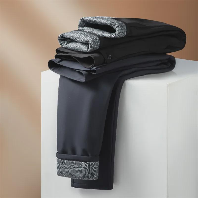 Men's Winter White Duck Down Pants - Warm, Thick, Casual Business Trousers, Elastic Waist, Straight-Fit