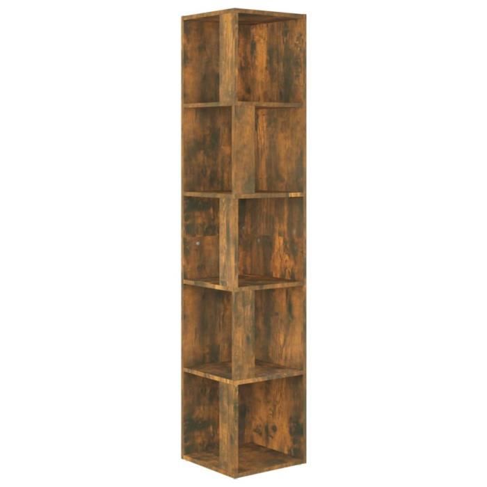 VidaXL Corner Cabinet Smoked Oak 33x33x164.5 Cm Engineered Wood 816026