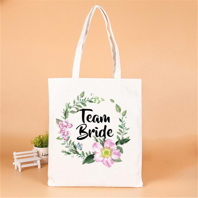 Decorazione di nozze Team Bride To Be Borsa in cotone e lino Borse regalo per damigella d'onore Regalo per addio al nubilato Forniture per addio al nubilato