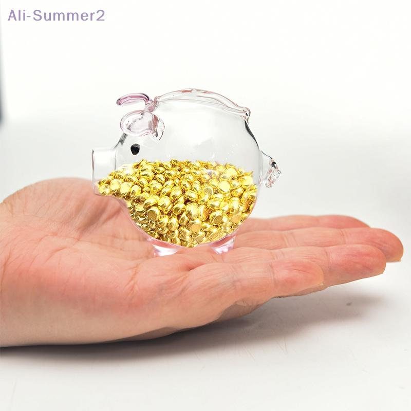 Mini Pig Money Jar Golden Beans Storage Box Transparent Piggy Bank Gold Glass Pig Ornaments Portable Coin Bank Saving Box Gift