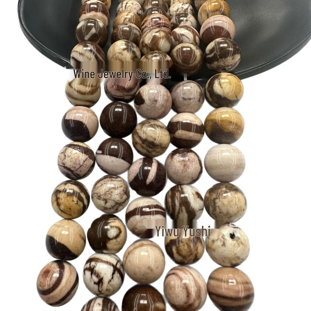 Natural Australian Zebra Stone Round Beads for DIY Jewelry Making - Bracelet & Necklace Accessories 