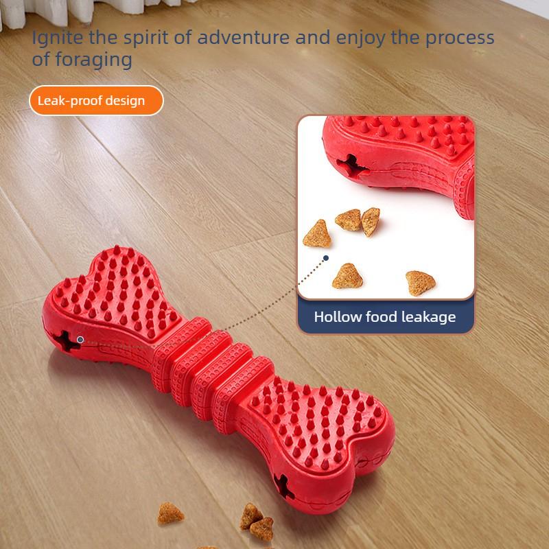 1pc Durable Rubber Dog Chew Toys Bone Shaped Treat Dispensing Puzzle Toy For Aggressive Chewers Teeth Cleaning Interactive Play Pet Supplies Puppy Tra