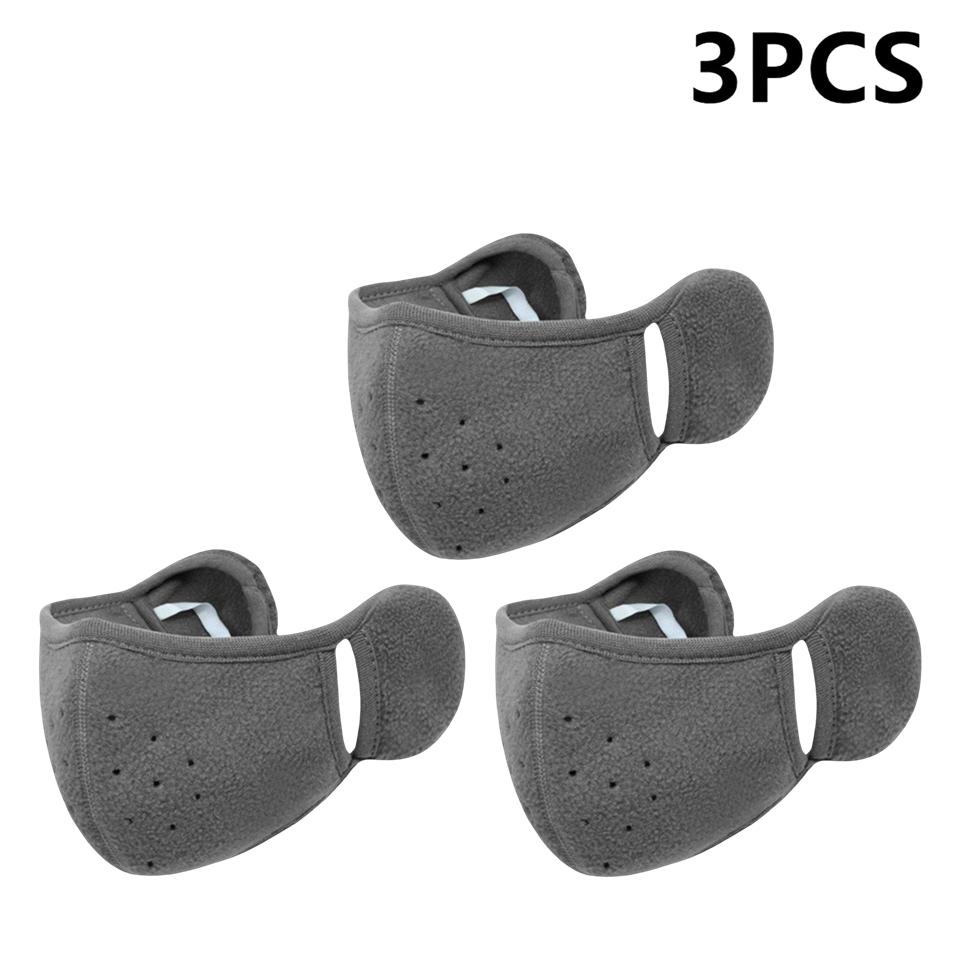 3Pcs Winter Warm Face Mask Cold-Proof Breathable Earmuff Windproof 3D Polar Fleece Half Face Cover Cycle Riding Mask