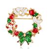 2021 New Year Christmas Brooch Flower Wreath Xmas Tree Bells Elk Enamel Brooches Pins For Women Men Fine Jewelry Christmas Gifts
