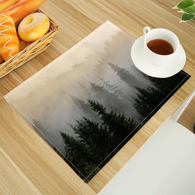 Naturalny leśny podkładka na stół z tkaniny lnianej Podkładki na stół Rodzinny obiad Zastawa stołowa Mata na stół kuchenny 30X45cm