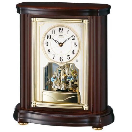 

SEIKO CLOCK EMBLEM Radio Table Clock HW581B Analog Dark Brown Wood темно-коричневого кольору