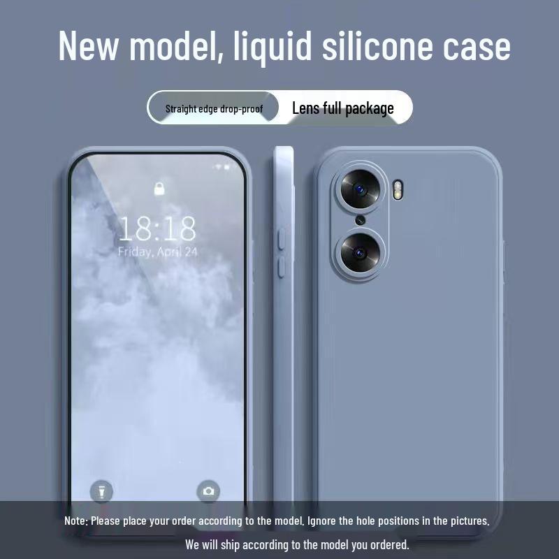 Compatible with Honor 60 Pro: Simple, Pure Color, Rubik's Cube Liquid Full-Wrap, Anti-Fall, Silicone Soft Case.