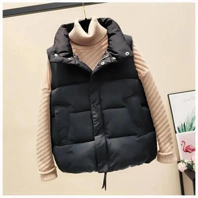 

Women s Short Puffer Vest Autumn Winter Style Warm Cotton Jacket Slimming Outerwear Fashionable Chinese Brand AE Stock XXXXL чорний