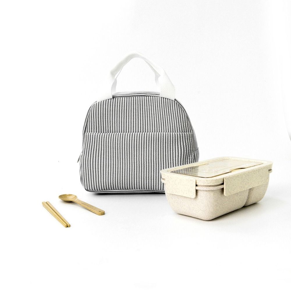 Compact Corduroy Insulated Lunch Bag Large Capacity Portable Thermal Lunch Bag Hand-Held Minimalist Handbag Picnic