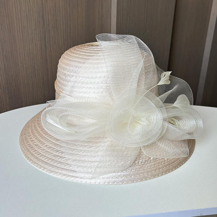 New Mesh Flower Pot Hat, European, American And British Retro Dome Fashion Top Hat, Women'S Summer Sun Protection Sun Hat