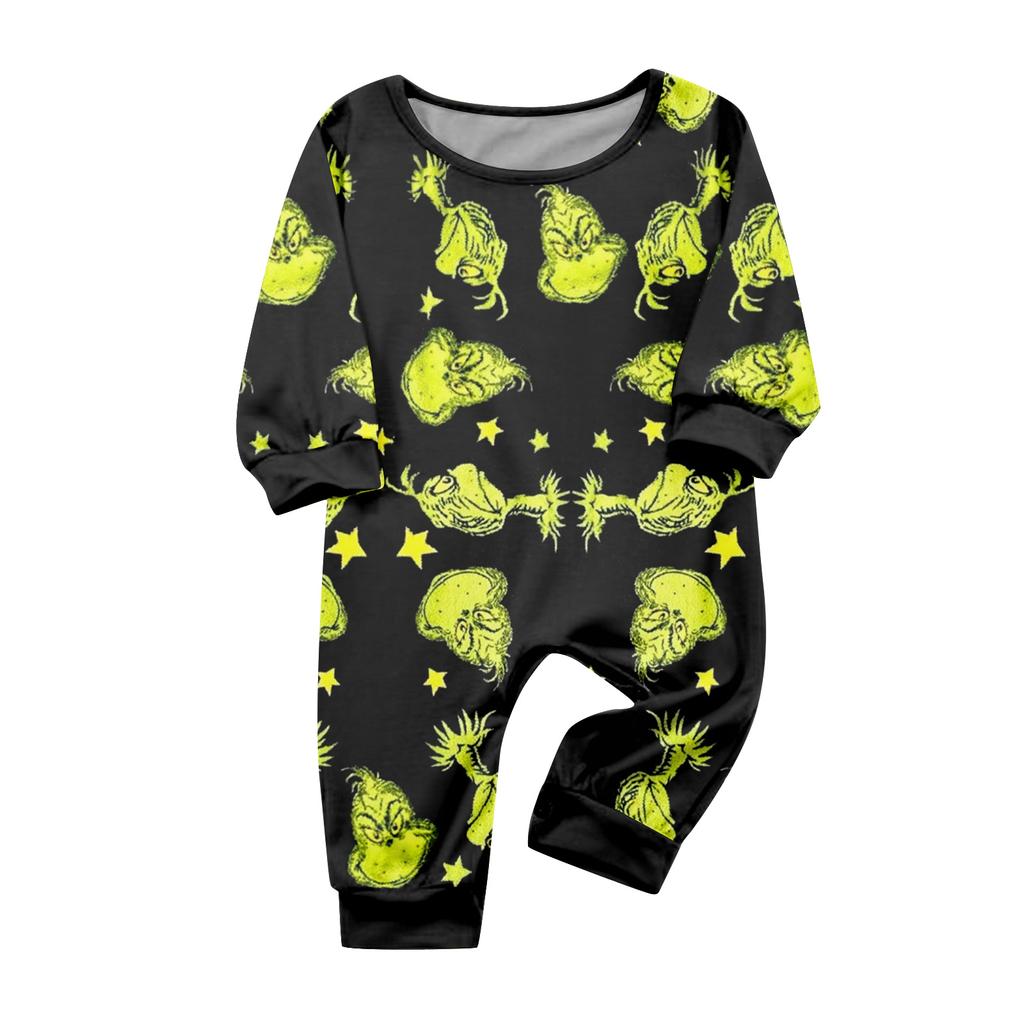 Print Cute Family Set Pajamas, Home Clothes, Family Set Long Sleeve Top Pants Set