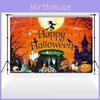 Festive Flag Halloween Background Cloth Witch Castle Halloween Party Decorative Photography Hang Cloth