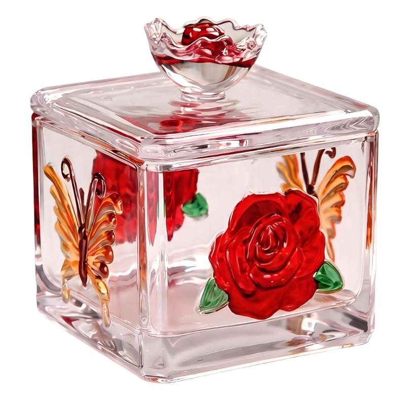

Quare Glass Jar with Lid Crystal Candy Dishes Glass Jewelry Box for Wedding,Christmas Party Decorative Candy Bowl Gift 1