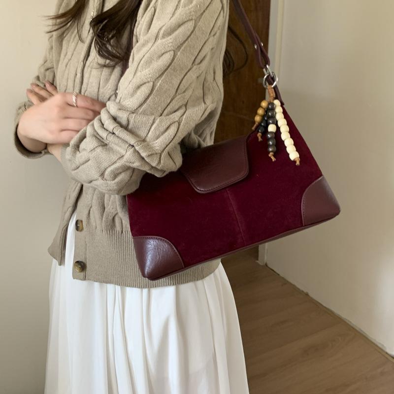 Suede Bag Women's 2025 New Trendy Autumn and Winter Retro Handbag Premium Texture Niche Shoulder Messenger Bag
