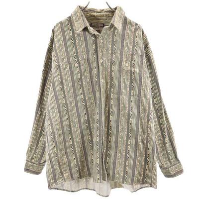 90s Old Overall Handle Long Sleeve Shirt Beige Men's Used