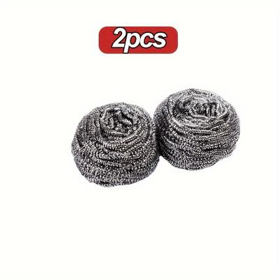 2 pces, bola de fio de lavagem de louça, purificador de bola de fio de aço inoxidável, purificador de metal, purificador de pote, bola de purificador de limpeza de cozinha