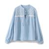 Western Style 2024 Spring and Summer New Women Clothes Slimming Versatile Embroidered Round Neck Long Sleeve Shirts 2298072 403