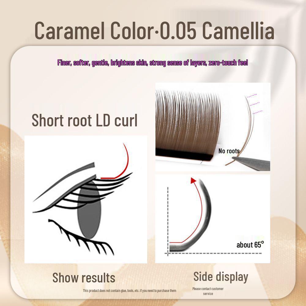 0.05 Caramel Brown Fox-like Eyelash Extensions - Matte, Soft, No-Root Shedding, Chinese-Style, Salon-Quality Camellia Lash