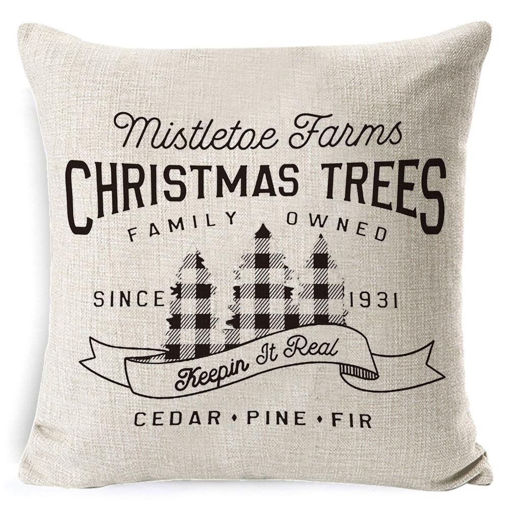 Christmas Pillowcase, Home Bedside Cushion, Linen Short Plush Printed Halloween Sofa Pillow