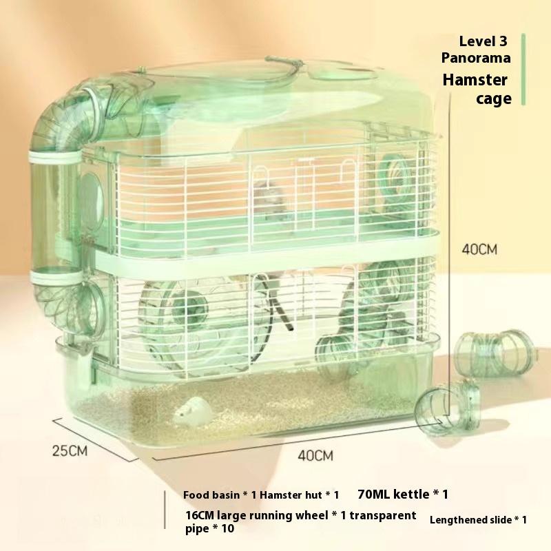 Hamster Cage Luxury Transparent Acrylic Panoramic 3layer Golden Thread Bear Breathable Waterproof Special Cage Accessories