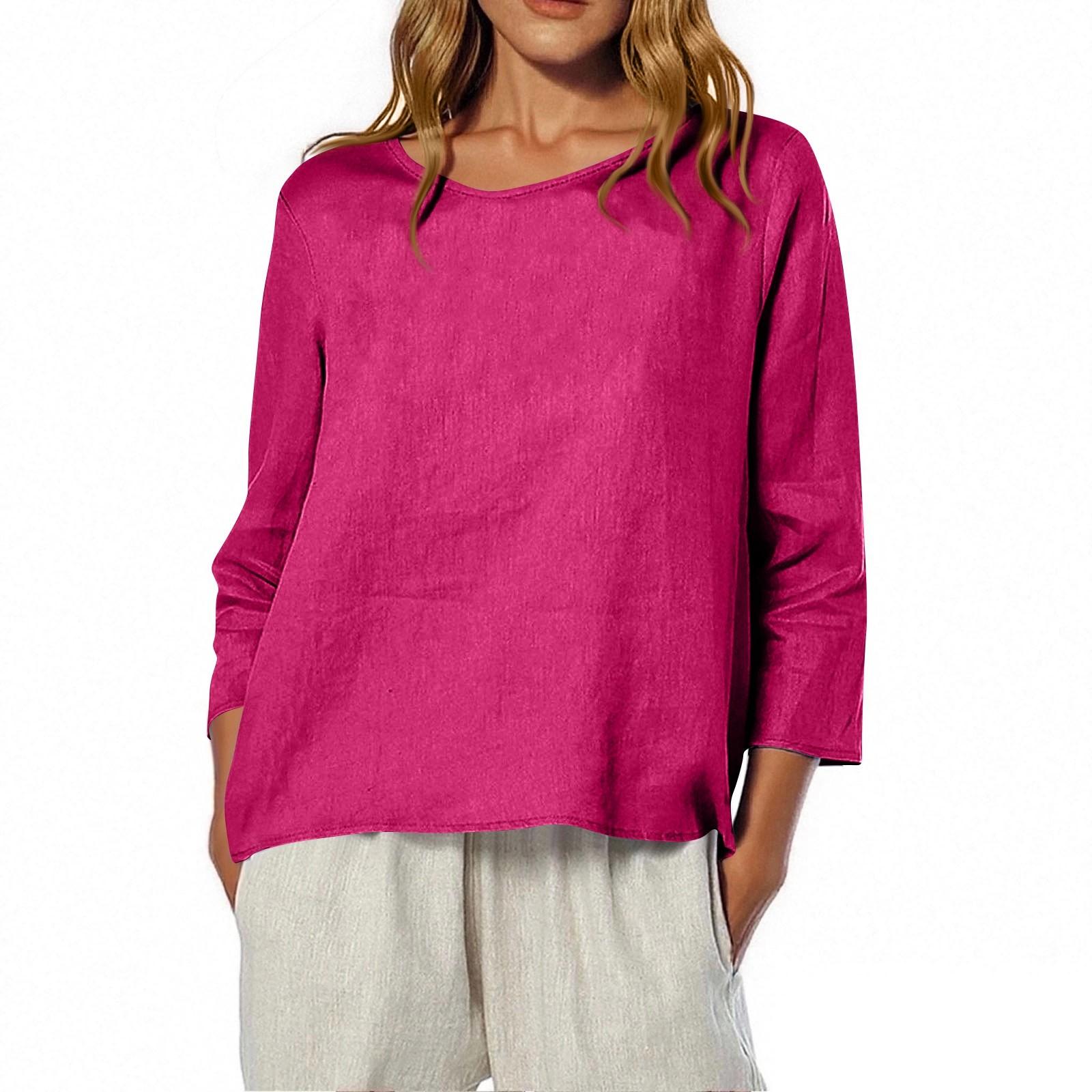 

Женская футболка с круглым вырезом, рукавом 3/4 и однотонная XL