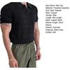 Men Top Turn-down Collar V Neck Jacquard Knitted Solid Color Short Sleeves Loose Stretchy
