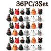 11PC/Set Mini Resin Ducks Ghost Halloween Figures Skeleton Demon Spooky Ornaments Garden Fairy Micro Landscape Home DIY Decor